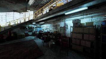 Cluttered Workshop With Boxes and Furniture video