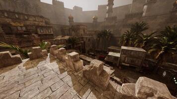 Exploring the ancient city with palms and historic architecture video