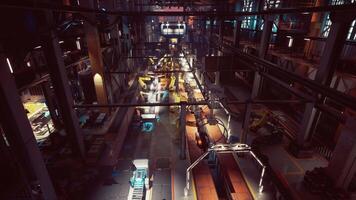 Efficient machine building conveyor in a bustling factory setting video