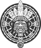 The mayan god in a circle with a black and white design vector