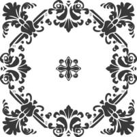 A black and white square frame with a floral design vector