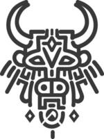 Stylized Bull Head with Geometric Patterns and Horns vector