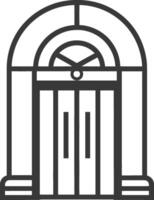 Line drawing of a double door entrance with an arched frame vector