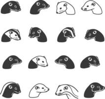 A set of black and white images of different types of badgers vector