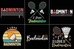 Badminton Typography T Shirt Design Bundle, Racket Typography Bundle Design vector