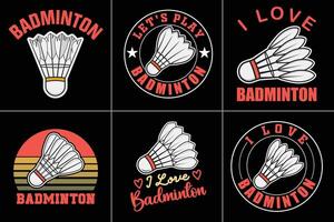 Badminton Typography Design Bundle For Racket Lover vector