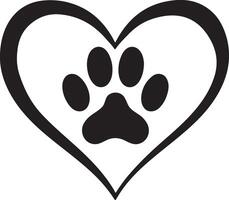 Unique Heart and Paw Print Art in Elegant Hand Style vector