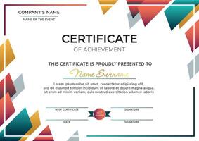 Certificate of achievement template with modern corporate design concept. Certificate of appreciation for award, business recognition, diploma, online courses. vector
