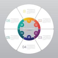 6 step infographic circle chart vector