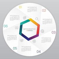 Circle Infographic Template with 6 Step Icons vector