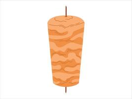 flat isolated Illustration of a Turkish Doner Kebab Meat Stack on a Vertical Spit. Perfect for use in culinary designs, menus, and cultural projects. vector