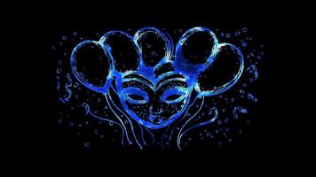 Neon frame effect, Balloons and Confetti Mask on black background video