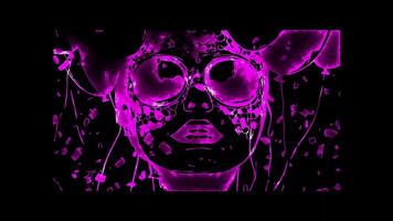Neon frame effect, Balloons and Confetti Mask on black background video
