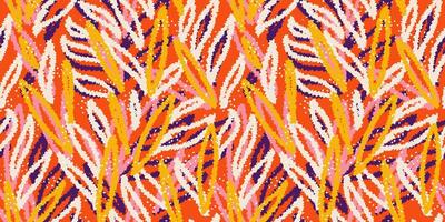 Unique abstract organic shapes seamless pattern. hand drawn sketch creative forms print. Colorful orange background. Contemporary repeated ornament. vector