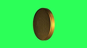 Bitcoin Cryptocurrency 3D Rotate Loop Gold Coin Animation GreenScreen video