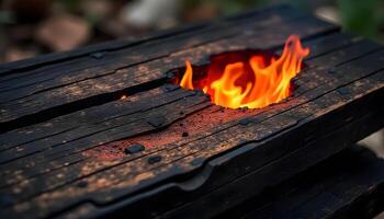Fire Burnt Wood Texture with Visible Char Marks photo