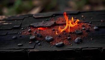 Fire Burnt Wood Texture with Visible Char Marks photo