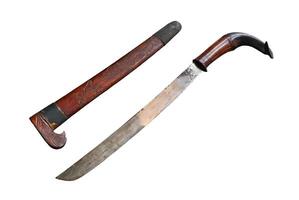 machete with a ram's horn handle isolated on white background photo