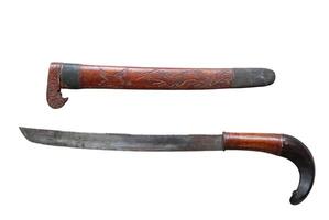 machete with a ram's horn handle isolated on white background photo