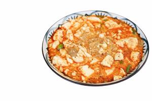 Spicy Kway Teow Soup with Tofu isolated on white background photo