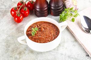 Spanish traditional gazpacho tomato soup photo