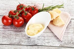 Cheese sauce in the bowl photo