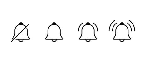 Silent bell and notification icon set collection. New notice outline sign symbol vector