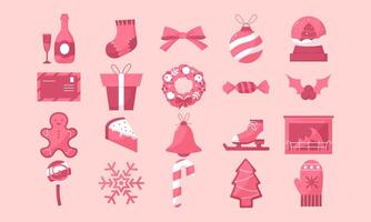 20 Christmas icons. New Year's Eve and Christmas. Collection of festive icons vector