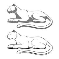 Panther emblem black and white illustration vector