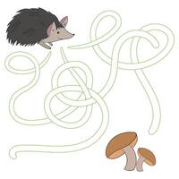 Layout for game labyrinth find a way hedgehog cartoon doodle hand drawn illustration vector