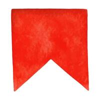 Red small flag symbol of carnival and party. Hand drawn watercolor holiday illustration of paper pennant decorative element. Isolated drawing for festive designs. vector