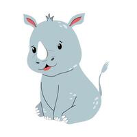 rhino in flat style isolated on white background vector