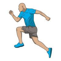 illustration of a bald man running and jumping slightly vector