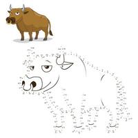 Connect the dots to draw game bull illustration vector