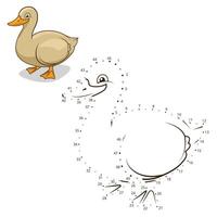 Connect the dots to draw game duck illustration vector