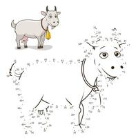 Connect the dots to draw game goat illustration vector