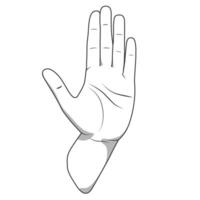 Palm hand stop gesture black and white color illustration vector