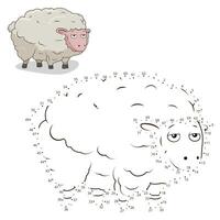 Connect the dots to draw game sheep illustration vector
