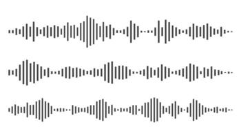 Sound wave or voice message waveform. Podcast, media record, radio signal. Decibel audio record icon isolated on white background. Equalizer line vector