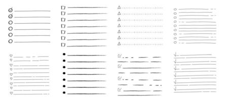 Set To do check list page doodle blank. Reminder, memo note hand drawn isolated on white. Pencil planner, notepad, sheet. vector
