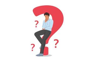 Man looking for answer to question and is considering options for solving problems that have arisen vector
