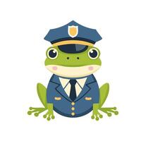 frog in a uniform and police cap vector