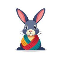 rabbit with a colorful team scarf vector