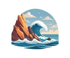 Crashing Waves on a Rocky Cliffside vector