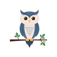 owl perched on a branch with stars vector