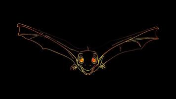 Neon frame effect, flying winged dinosaur on black background video