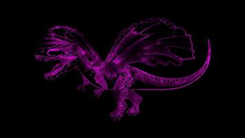 Neon frame effect, playful dinosaur and a big smile on black background video