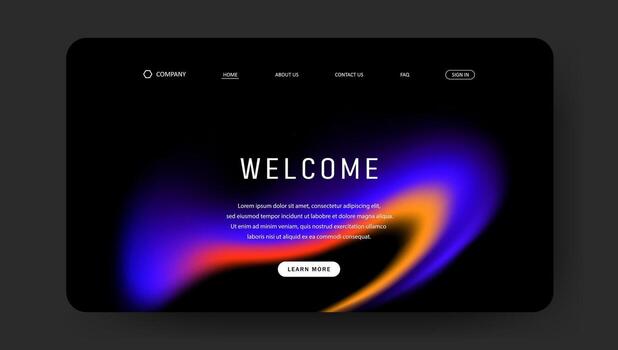 retro futuristic landing page with fluid gradient design vector