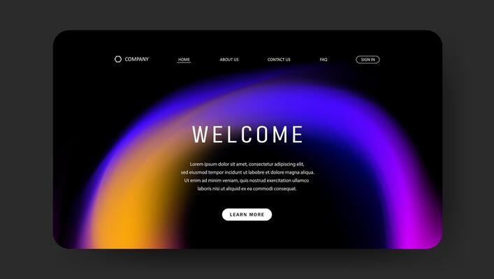 trendy landing page with fluid gradient design