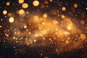 Abstract Background With Gold Bokeh Effect Sparkling Magical Dust Particles photo
